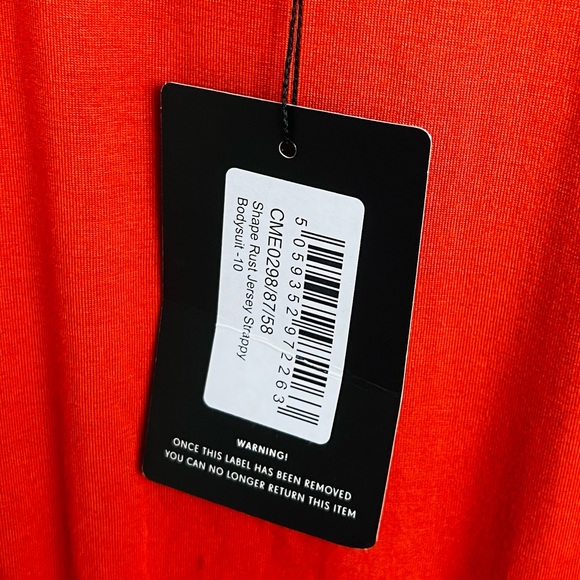 NWT PrettyLittleThing Rust Orange Strappy Jersey Scoop Neck Bodysuit - Picture 8 of 14